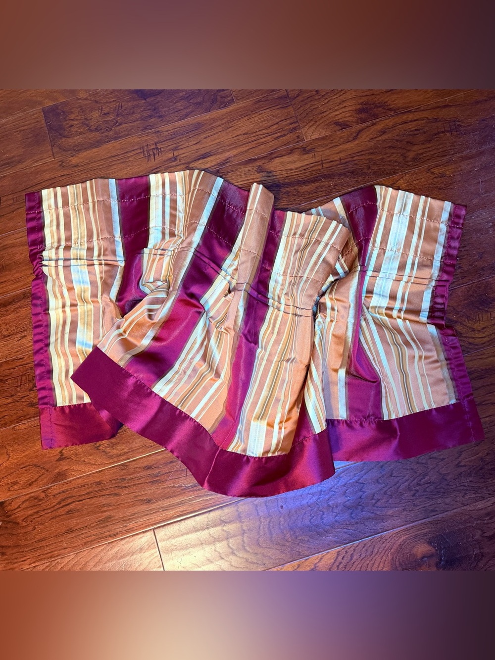 Striped Burgundy, Brown and Cream Curtain Valance